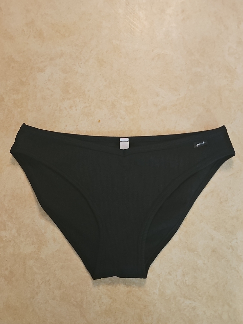 Nwot Victoria's Secret PINK Ribbed Black Bikini Brief